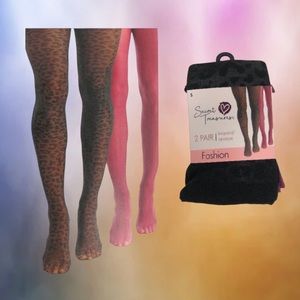 Leopard & Opaque Fashing Tights Small